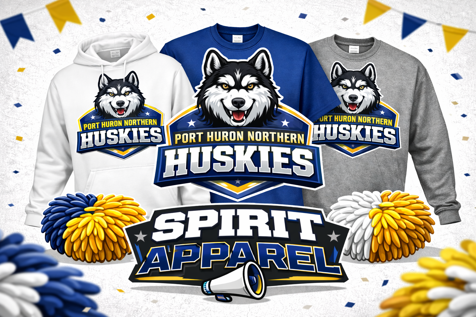 Port Huron Northern Huskies School Spirit Wear HR Custom Graphics