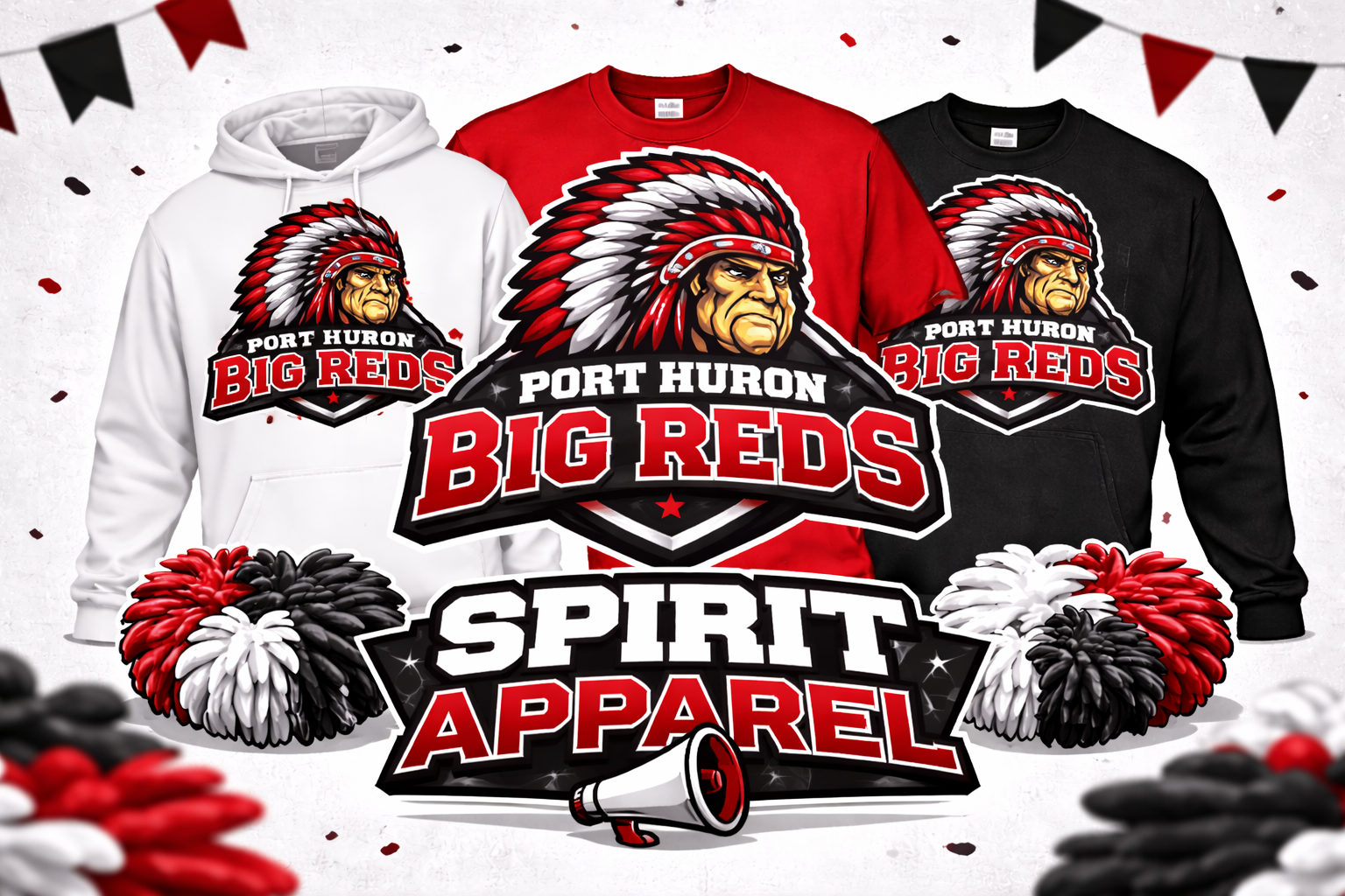 Port Huron Big Reds School Spirit Wear HR Custom Graphics