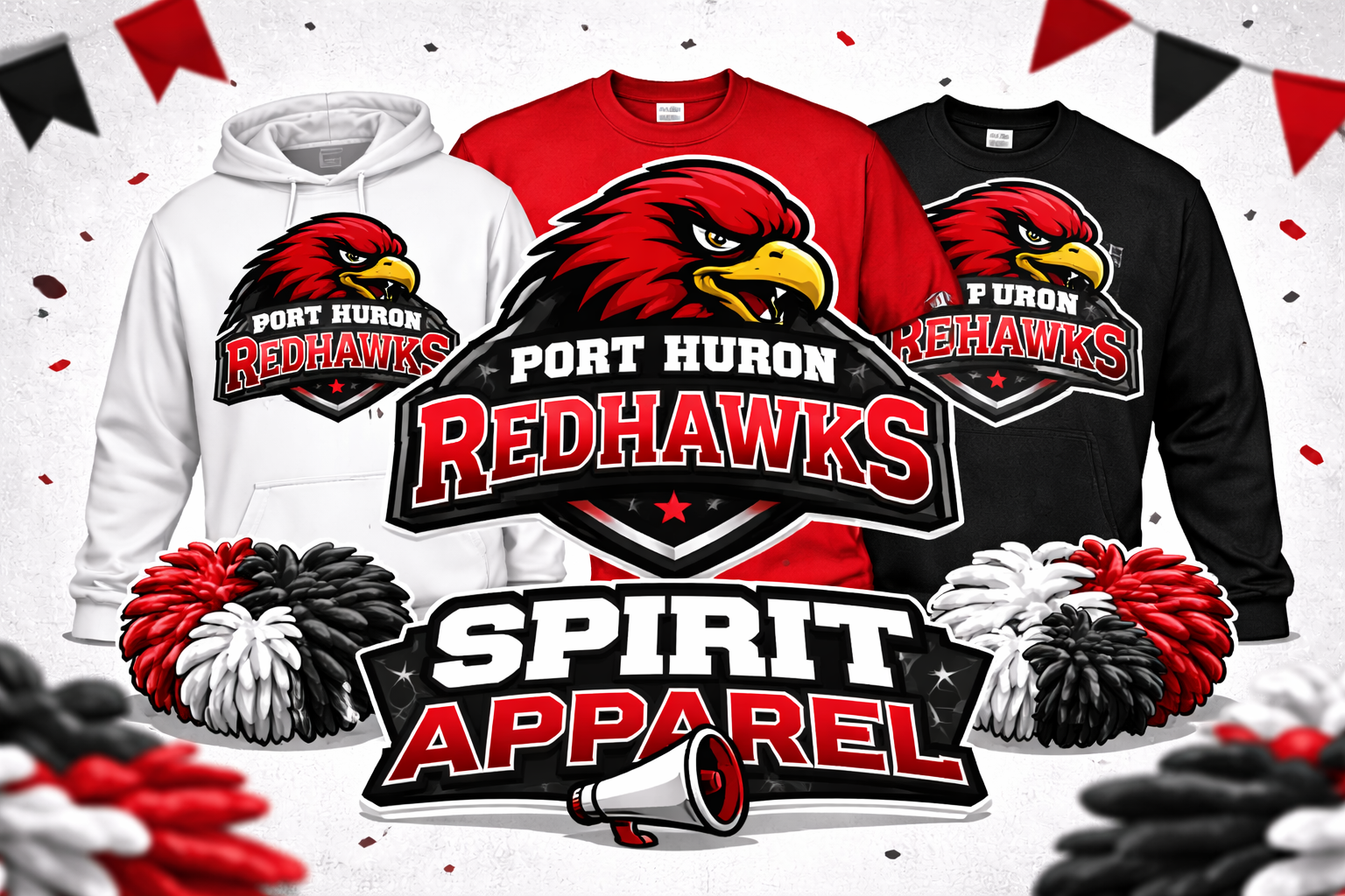 Port Huron Redhawks School Spirit Wear HR Custom Graphics