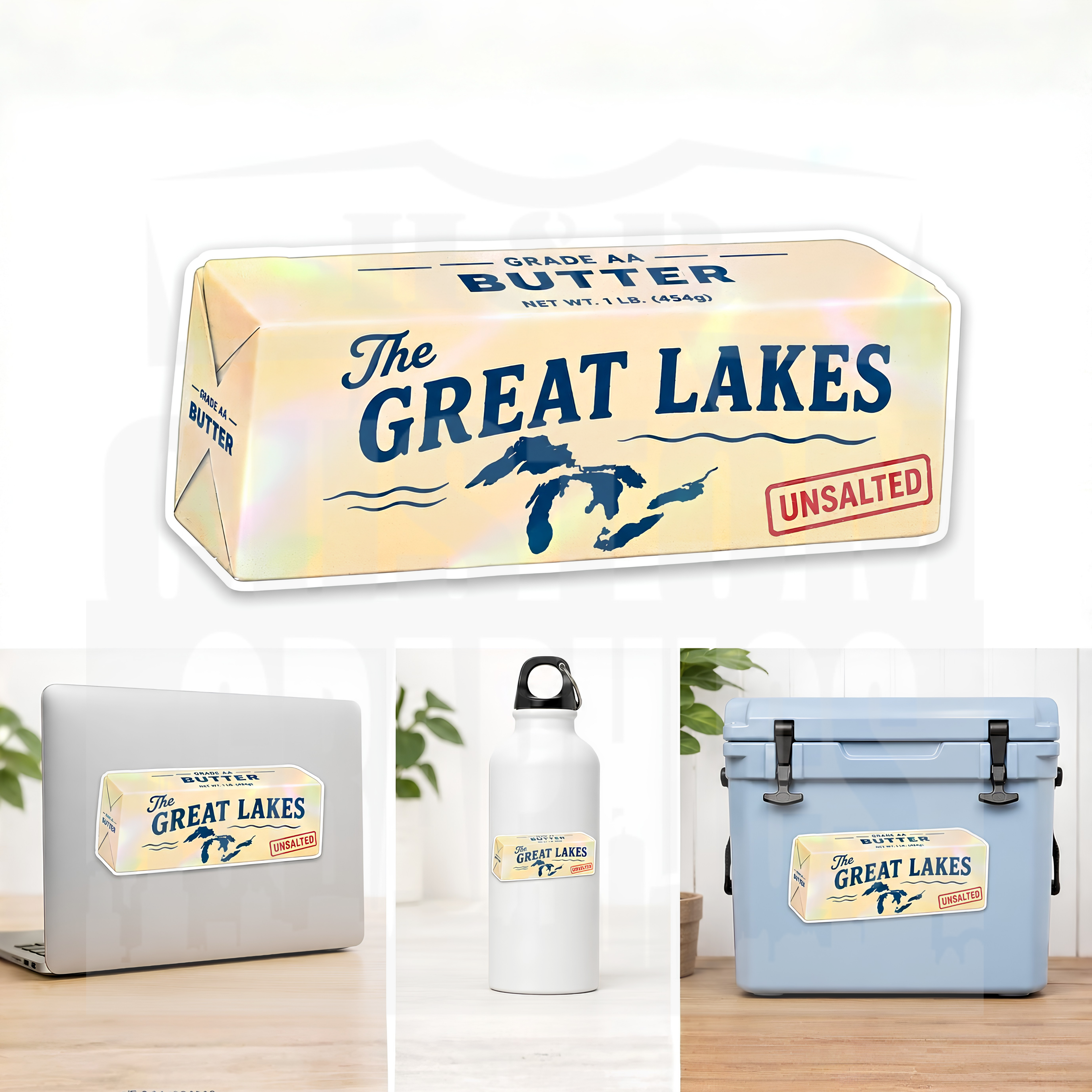 3-inch holographic Great Lakes Butter Michigan vinyl sticker