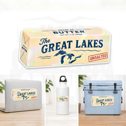 3-inch holographic Great Lakes Butter Michigan vinyl sticker