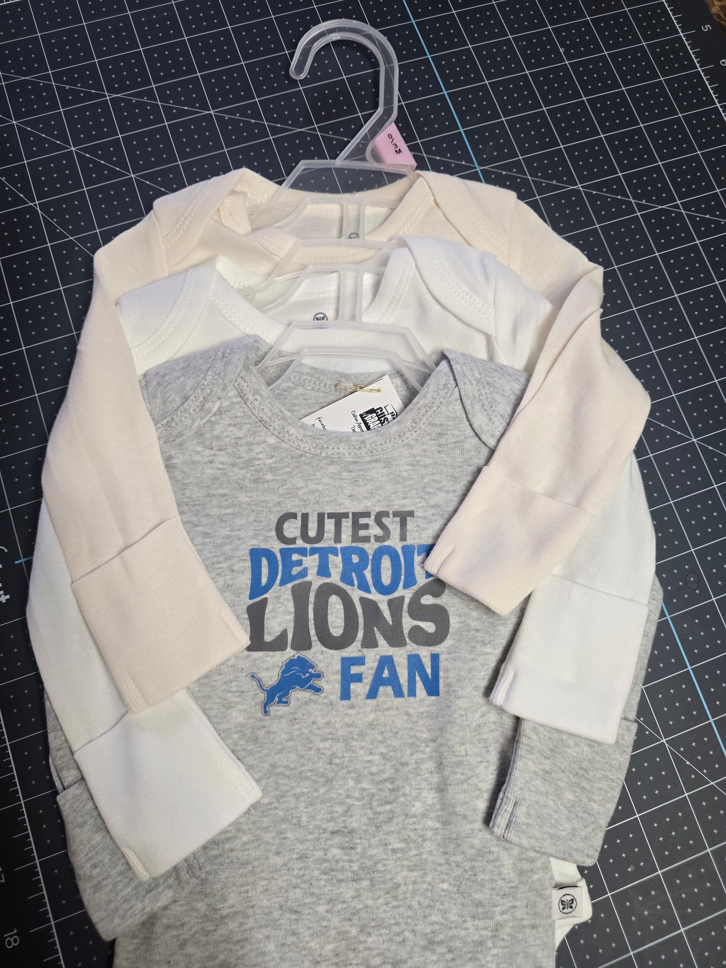3 PC Detroit Lions Bodysuit Set
